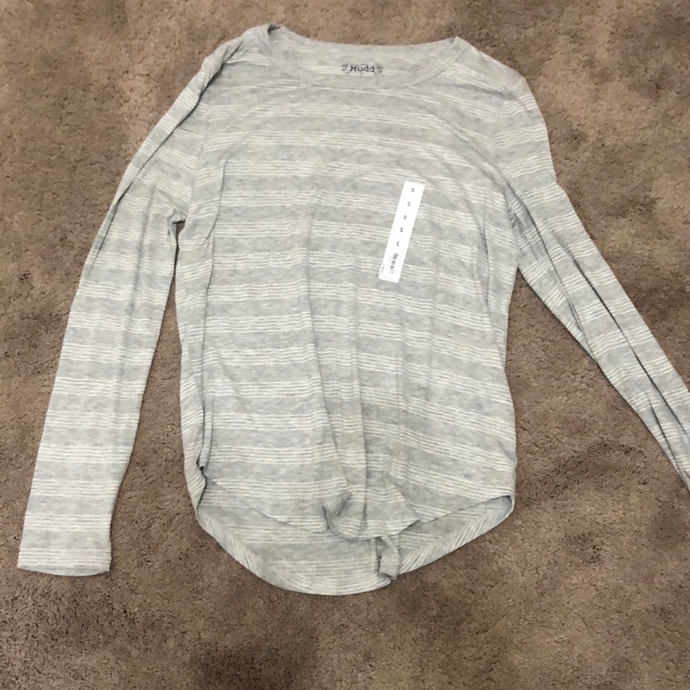 Soft, thin grey and white striped tee